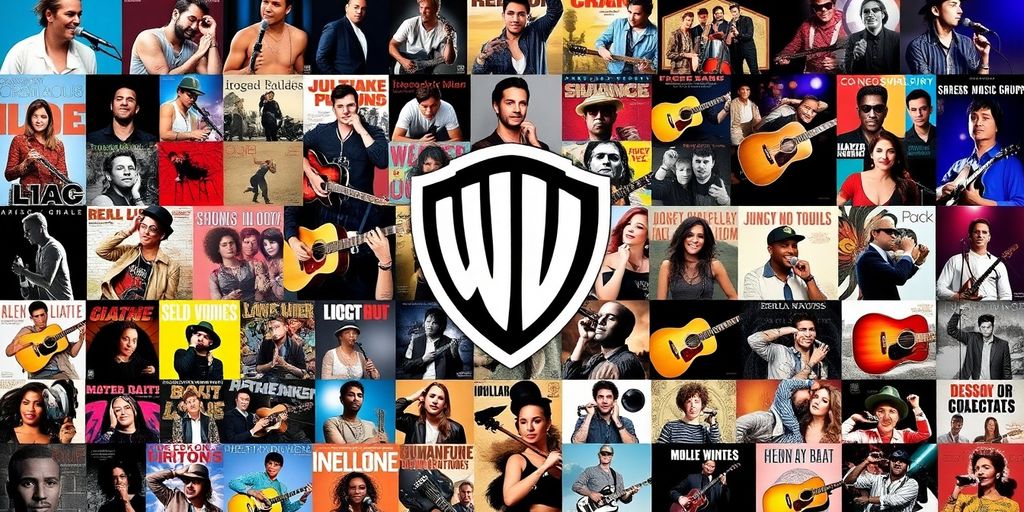 Collage of Warner Music artists and album covers.