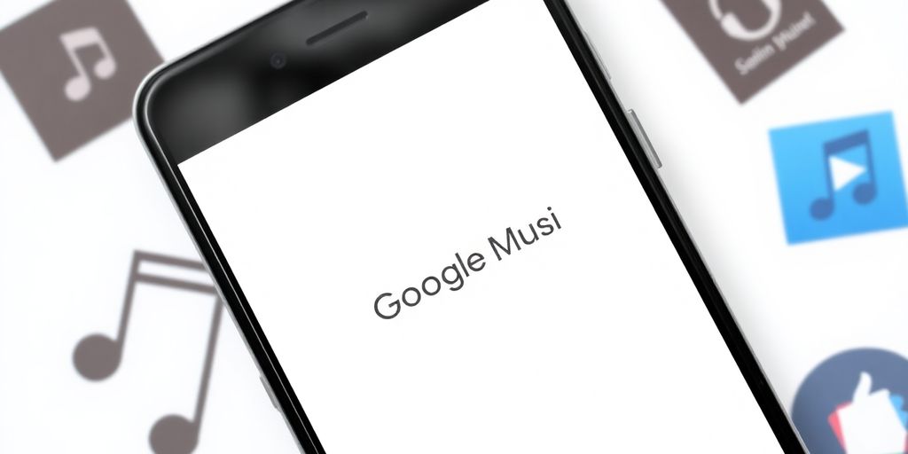 Smartphone with Google Play Music fading into a blank screen.