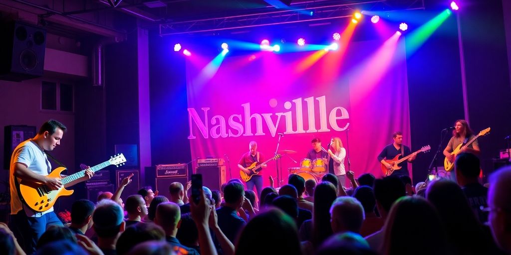 Live musicians performing on stage in Nashville's vibrant music scene.