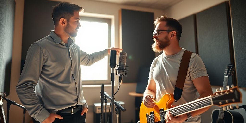Consultant and musician collaborating on music