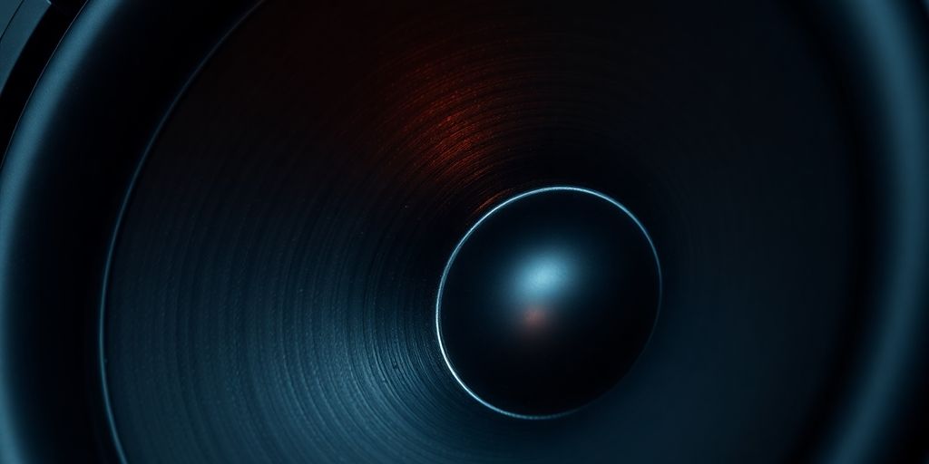 Close-up of sound waves on speaker.