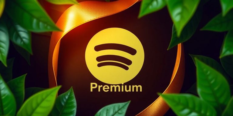 Spotify Premium logo with a celebratory golden ribbon.