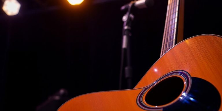Acoustic guitar stage lights.