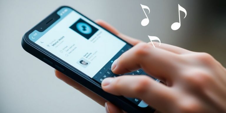 Person using phone to find music by lyrics.
